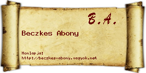 Beczkes Abony névjegykártya